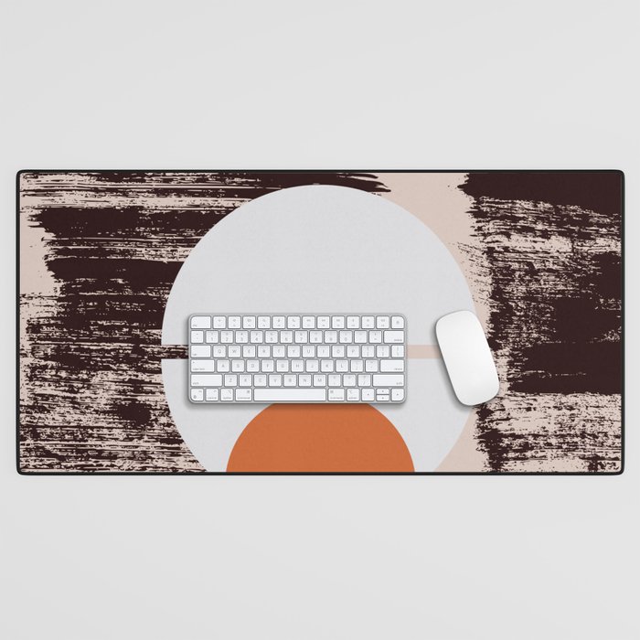 Abstract Bold Arches on Paint Brush Stroke Peach Orange Desk Mat
