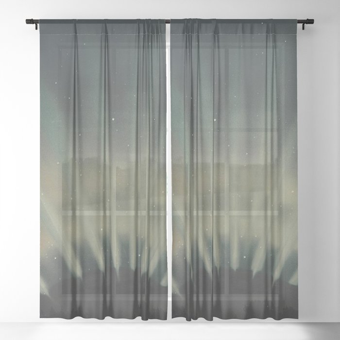 Etienne Trouvelot, Aurora Borealis (vintage artistic view) Sheer Curtain