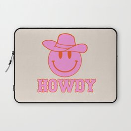 Happy Smiley Face Says Howdy - Western Aesthetic Laptop Sleeve