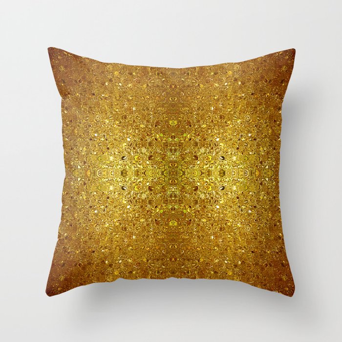 Deep gold glass mosaic Throw Pillow