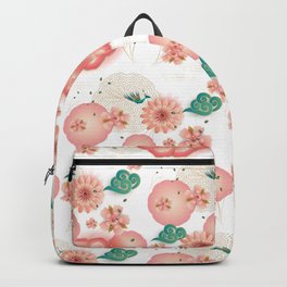 Elegant Floral Ornament, Spring Peach Garden, Decorative Pink Flowers, blossom sakuras BOHO pattern Backpack