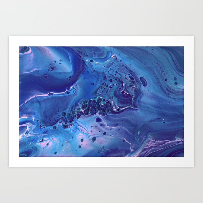 Blue & Pink Marble Abstraction Art Print