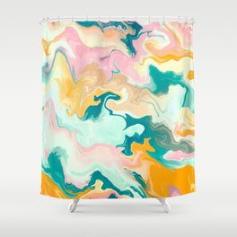 Abstract colored background with marble texture effect, liquid acrylic paints. Shower Curtain