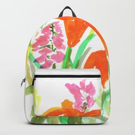 Orange Summer Lilies and Pink Flowers / Wildflowers / Summer Fields of Flowers Backpack