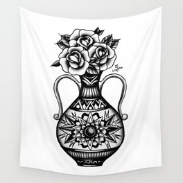 Vase of Roses Wall Tapestry