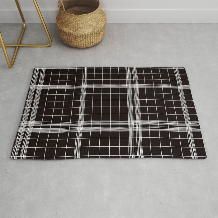Back to Schoo l- Simple Handdrawn Grid Pattern - Black & White - Mix & Match with Simplicity of Lif Rug