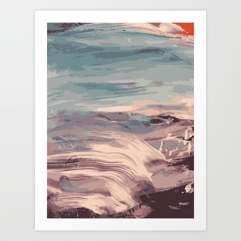 Abstract Sunset Beach Waves Art Print By Elizabethschulz Society6