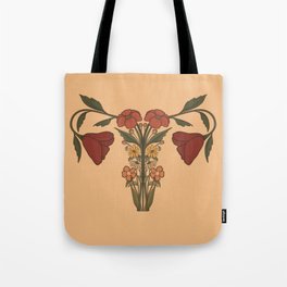 Women's Body Lady Form with Wildflowers Orange Warm Colors Tote Bag