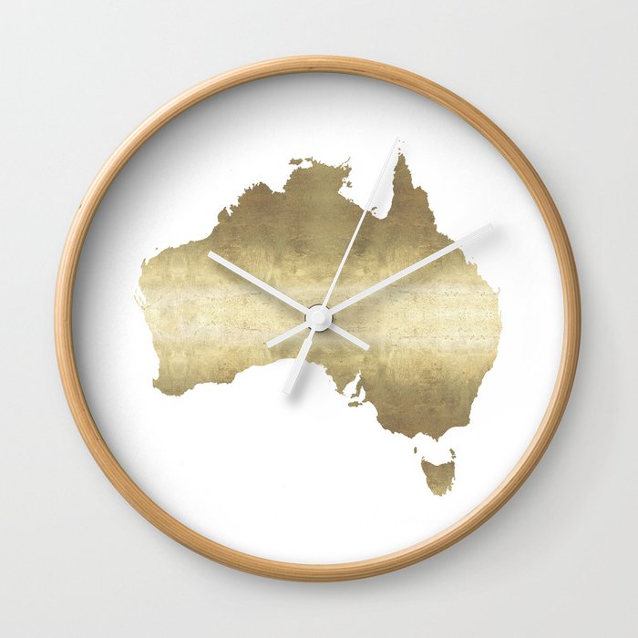 australia map gold foil Wall Clock