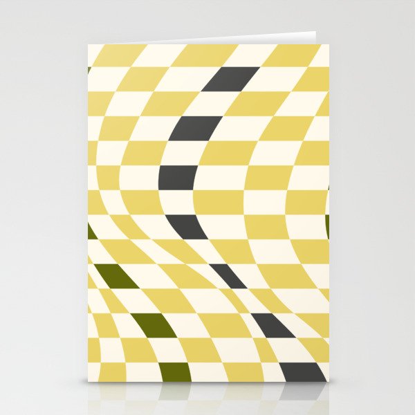 Warp pastel yellow checked Stationery Cards