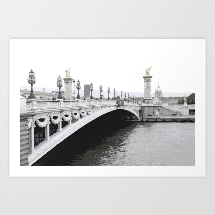 Pont Alexandre III and the Seine river in Paris Art Print by Farzad ...