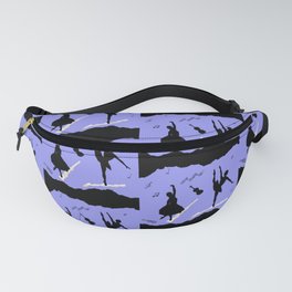 Two ballerina figures in black on blue paper Fanny Pack
