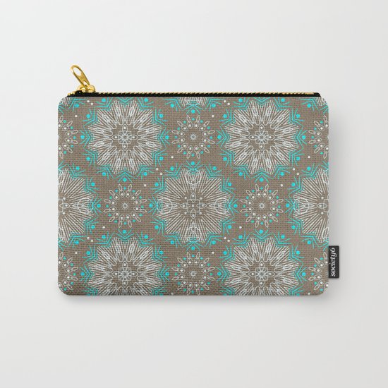 Brown turquoise bling . Carry-All Pouch