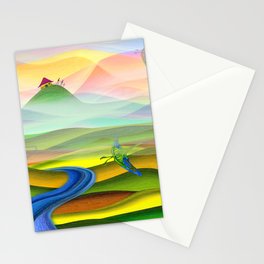 Fantasy valley naive artwork Stationery Cards