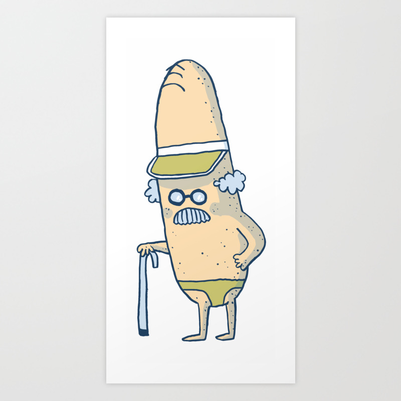 Download Grandpa Breadstick At The Beach Art Print By Theroguedoodler Society6