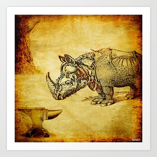 The anvil and the rhinoceros Art Print