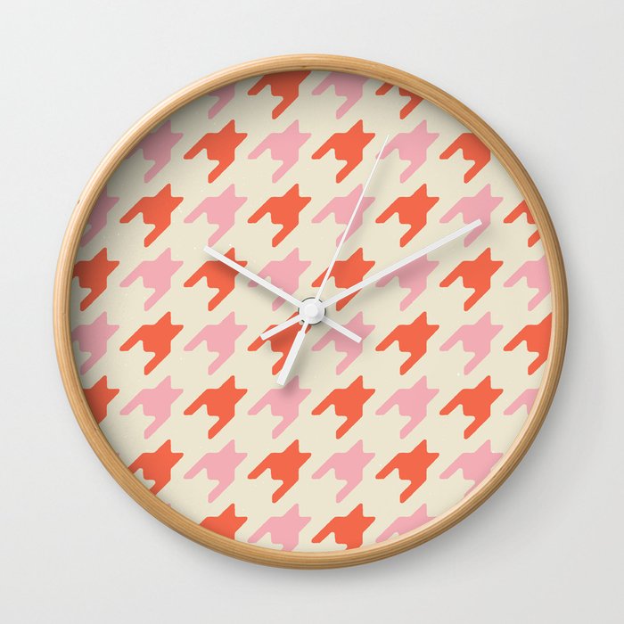 Cute Retro Houndstooth Pattern Wall Clock