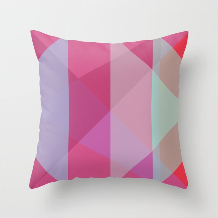chopped triangles in magenta overlay Throw Pillow
