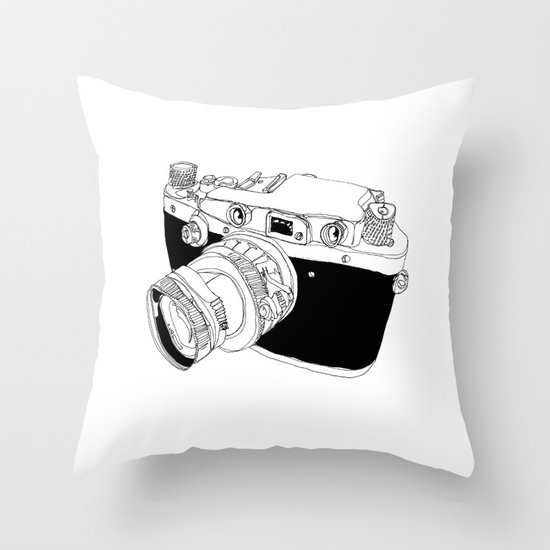Camera Drawing Throw Pillow