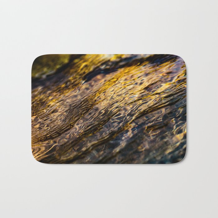 River Ripples in Yellow Gold and Brown Bath Mat