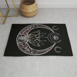 Moon Flower at Midnight in Black and Color Area & Throw Rug