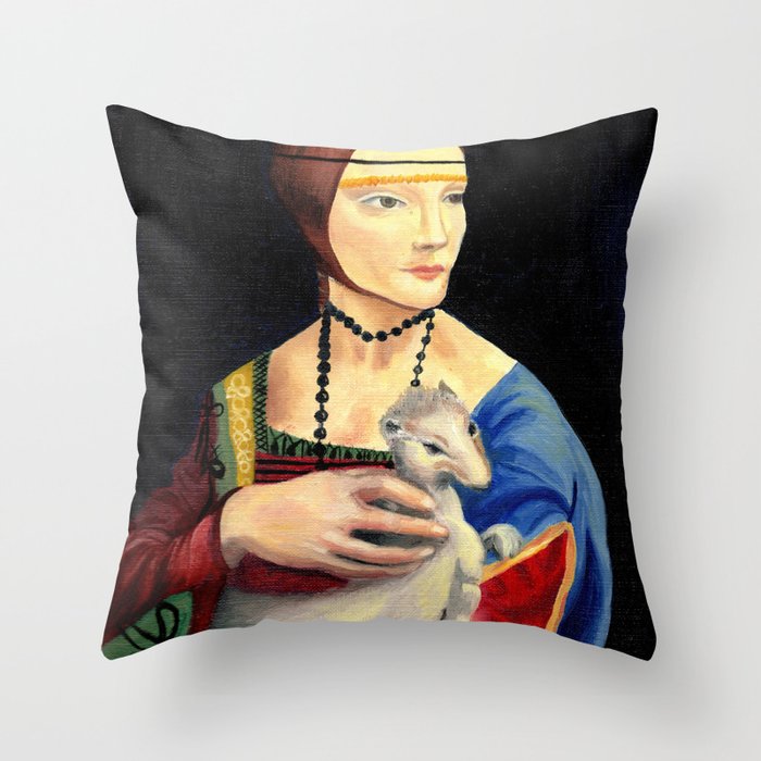 Lady with Ermine Study Throw Pillow