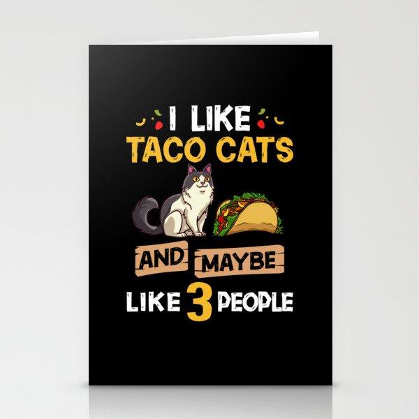 Tacocat Spelled Backwards Taco Cat Kitten Stationery Cards
