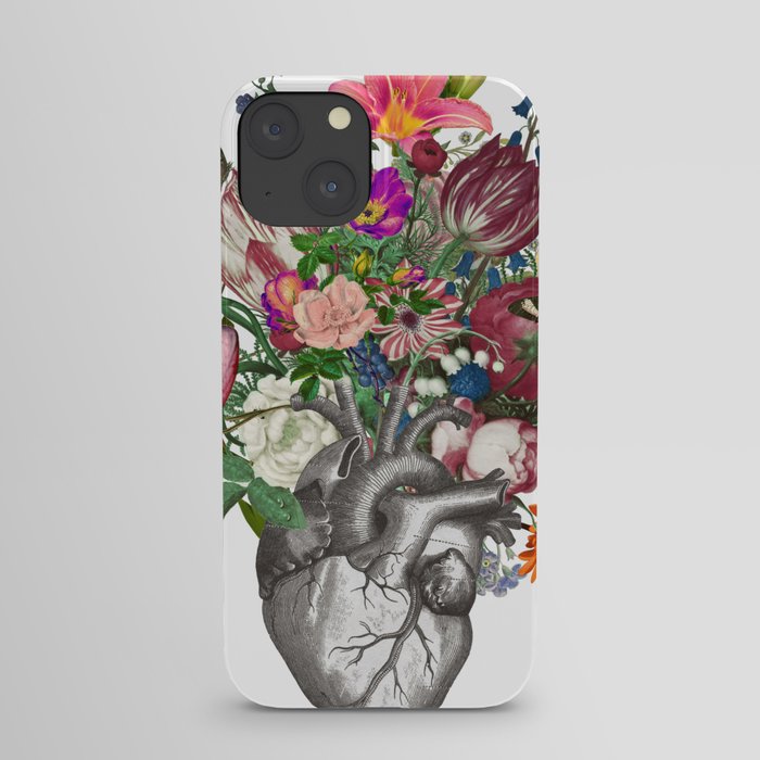 Anatomical heart and flowers iPhone Case