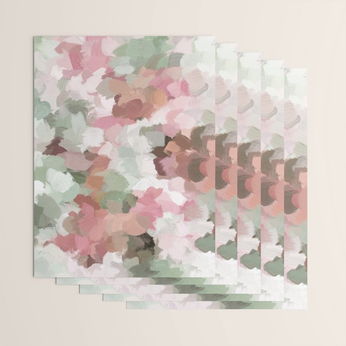 Sage Mint Green Fuchsia Blush Pink Abstract Flower Wall Art