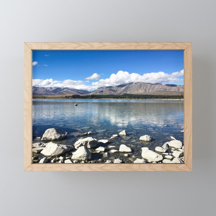Lakeside View (Lake Tekapo, New Zealand) Framed Mini Art Print