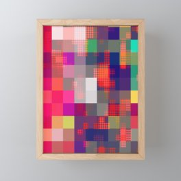 geometric pixel square pattern abstract background in red blue pink Framed Mini Art Print