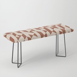 Abstract Geometric Pattern Ivory and Terracotta Bench