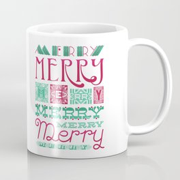 Merry Merry Coffee Mug | Graphicdesign, Red, Green, Holiday, Digital, Winter, Illustration, Merry, Festive, Typography 