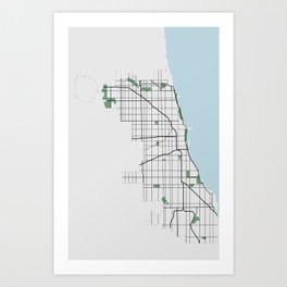 Chicago Map Art Print | Digital, Graphic Design, Illustration, Architecture 