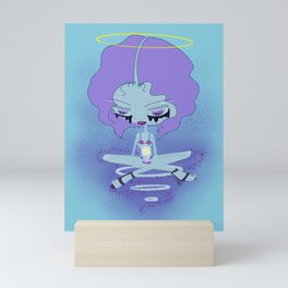 Big Head Girl #0003 - blue angel Mini Art Print