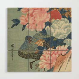 Peacock and Peonies, Utagawa Hiroshige Wood Wall Art