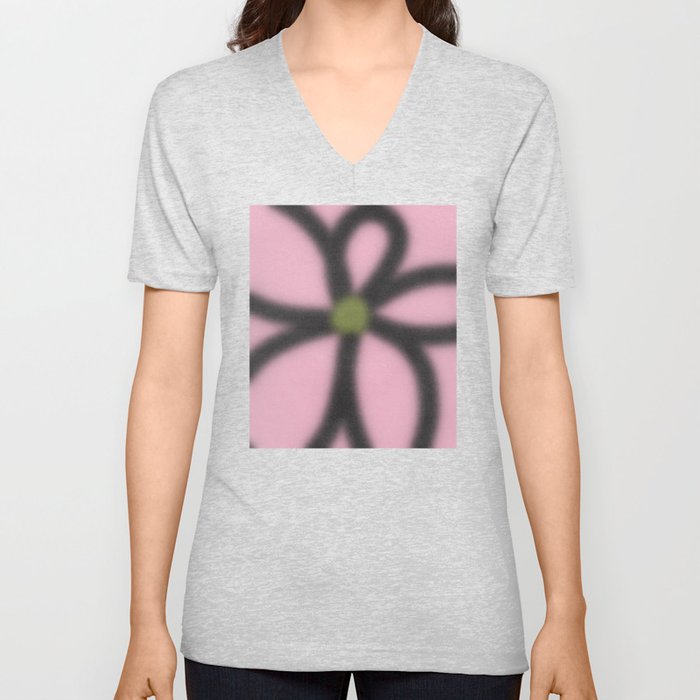 Blurred Retro Flower (Grainy Textured) V Neck T Shirt