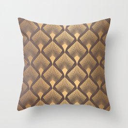 Art Deco Pattern. Seamless golden background. Scales geometric design. Vintage line design. 1920-30s motifs. Luxury vintage illustration Throw Pillow