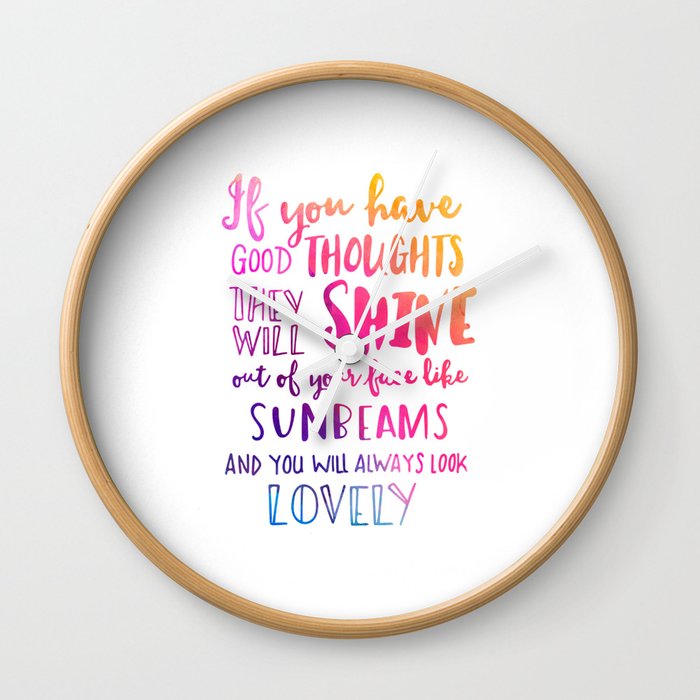 Good thoughts - colorful lettering Wall Clock