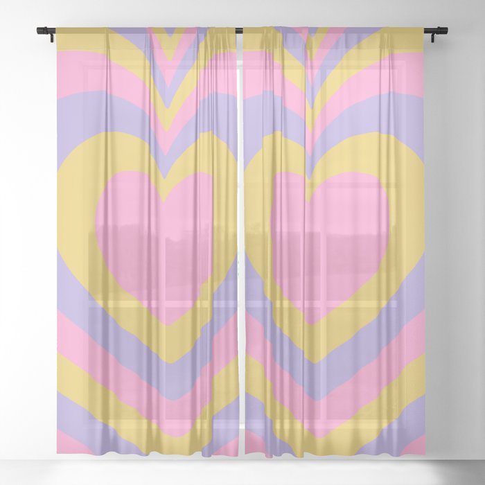 y2k heart layers 1 Sheer Curtain