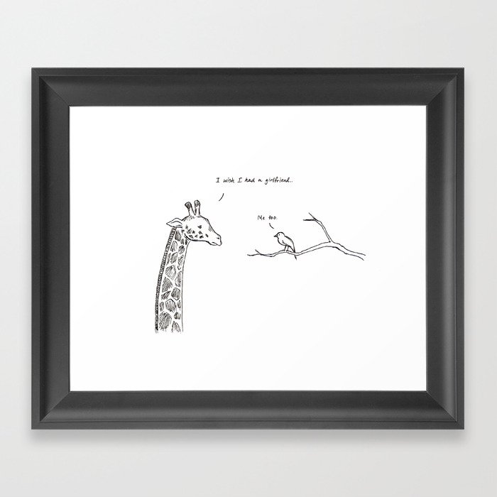 Giraffe & Bird Wishes Framed Art Print