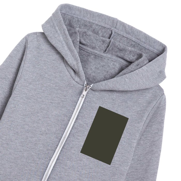 Dark Gray Solid Color Pantone Forest Night 19-0414 TCX Shades of Yellow Hues Kids Zip Hoodie