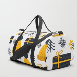 Christmas Pattern Yellow Black Gifts Bell Duffle Bag