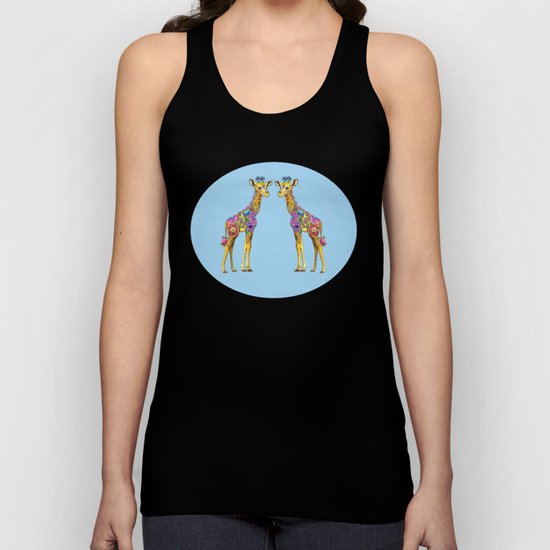 Geraldine the Geniunely Nice Giraffe Blue Unisex Tank Top