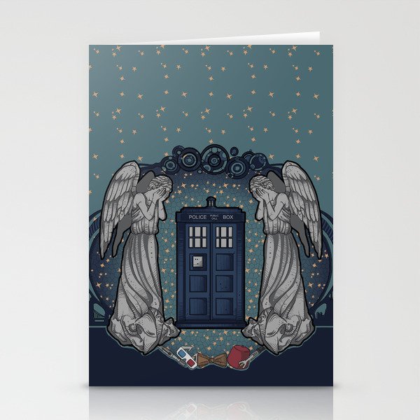 Art Nouveau Weeping Angels and the TARDIS Stationery Cards