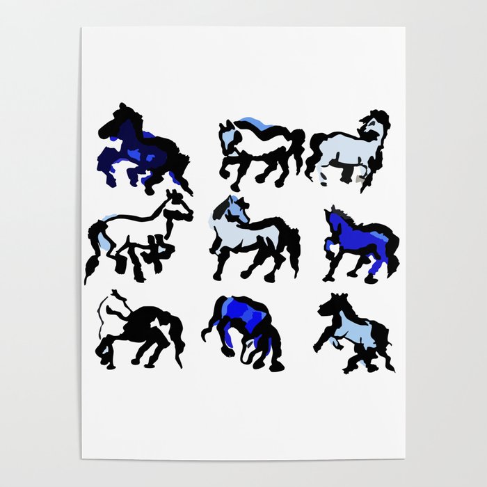 Wild Blue Horses Poster