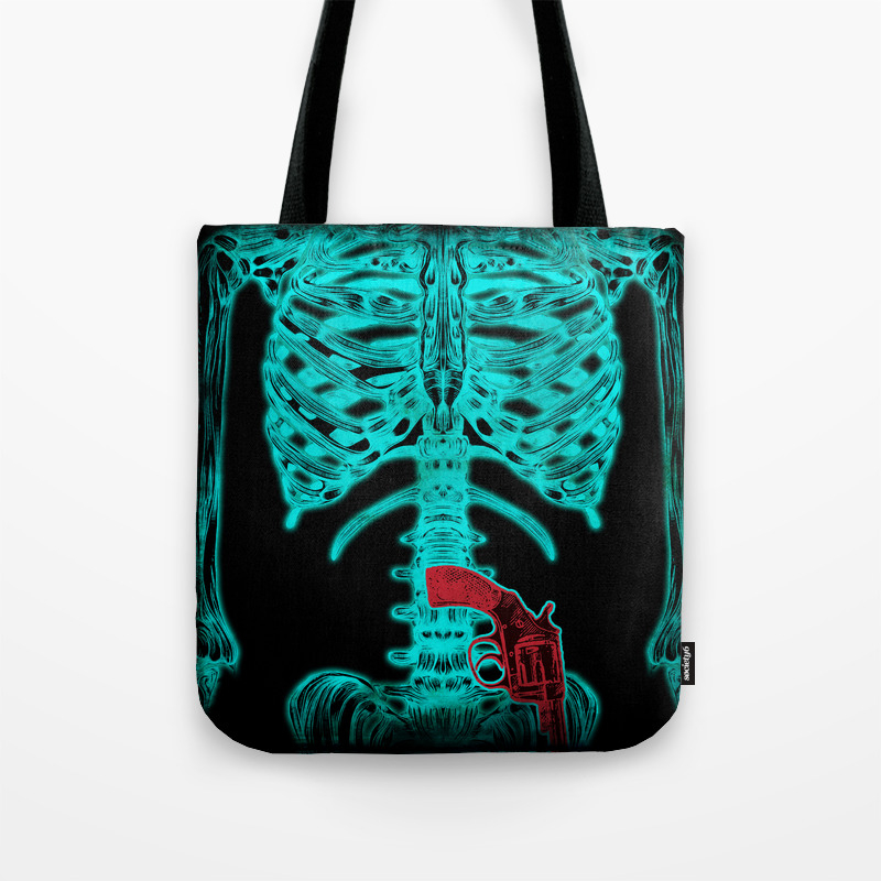 Human Xray With Gun Tote Bag By Hfdmarques Society6