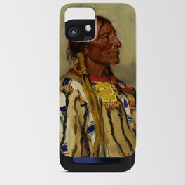 Chief Flat Iron Sioux native American Indian portrait painting by Joseph Henry Sharp  iPhone Card Case