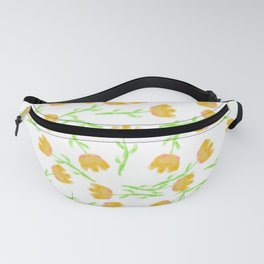 Hand painted yellow orange pink watercolor tulips floral Fanny Pack