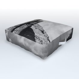 Lake of the clouds; on top of the world extreme rock climbing black and white photograph - photography - photographs Outdoor Floor Cushion